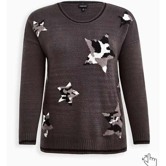 Torrid NWT 2X Crew Neck Grey Star Sweater - Picture 2 of 6